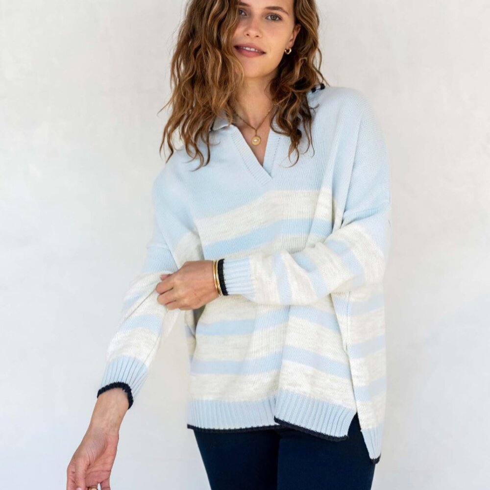 MerSea - Marina Polo Sweater - Sky/Sea Salt/Navy - Picture 4 of 6